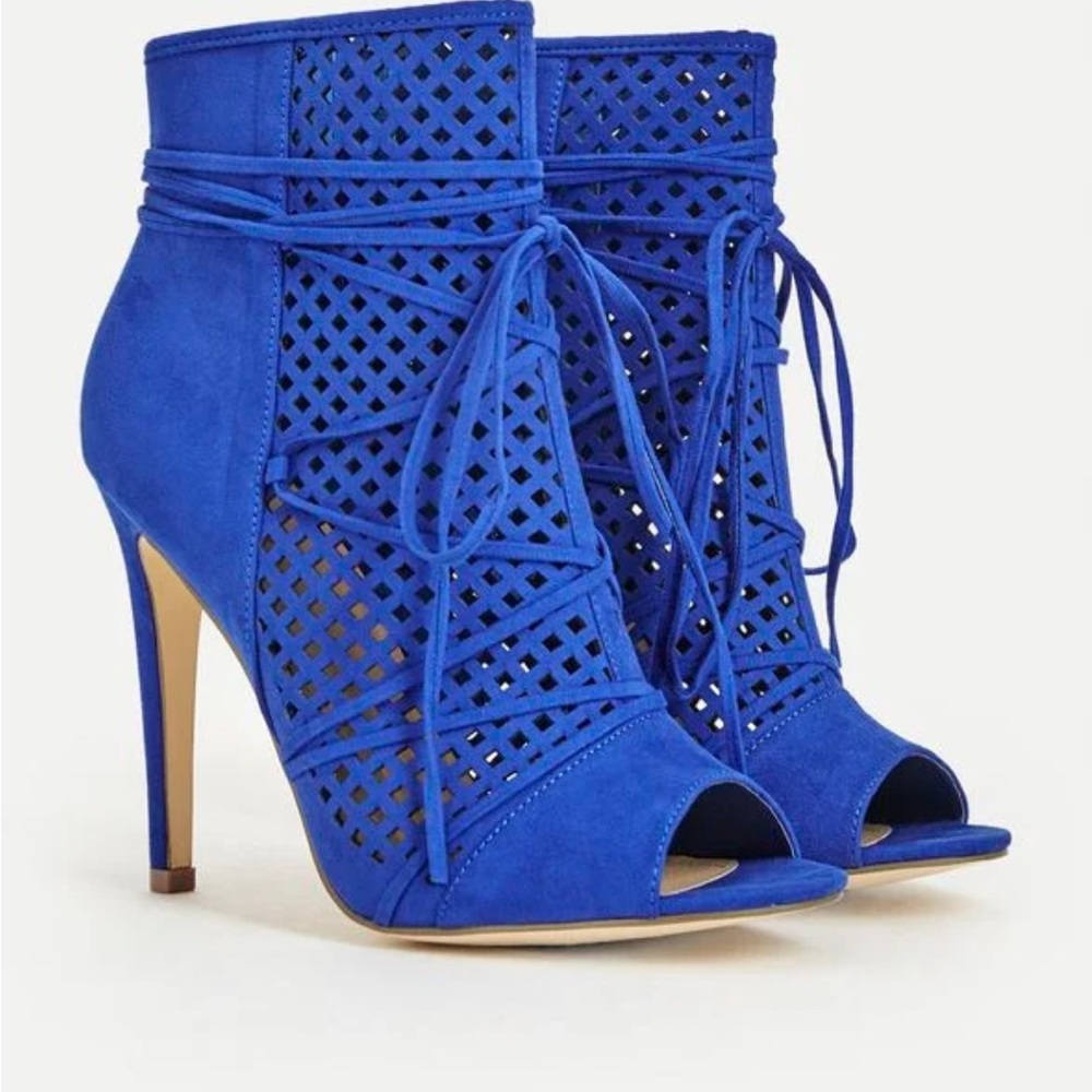 JustFab Ximena Heeled Open Toe Booties NWT